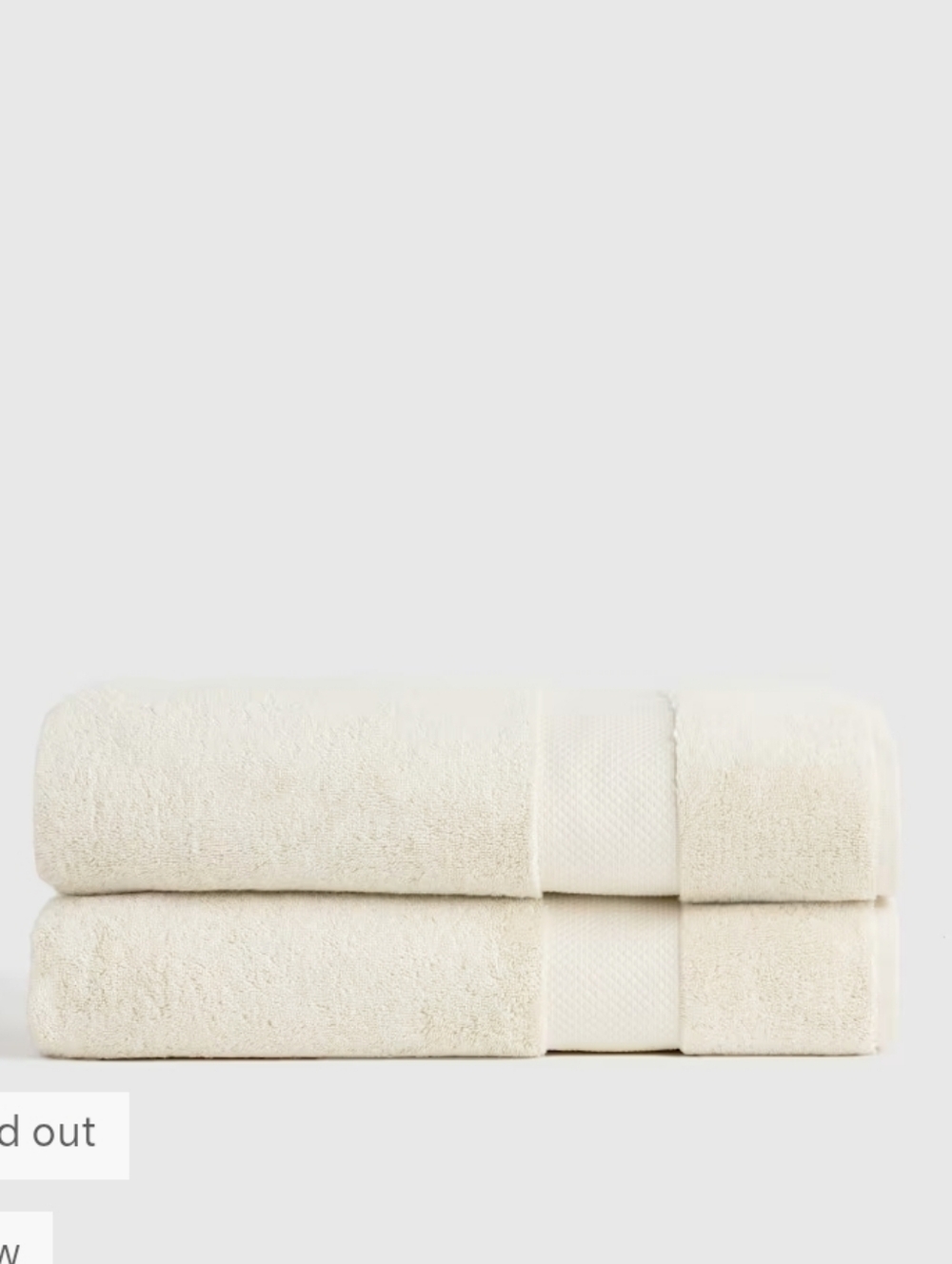 Quince Ultra Plush Ivory Bath Towels (2) 27" X 52" NWT
